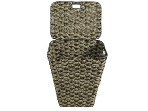 Top-tier Tapered PE Resin Laundry Hamper with Lid and Cut-out Handles